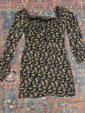Nasty Gal Black Floral Dress with Yellow & Purple Blooms